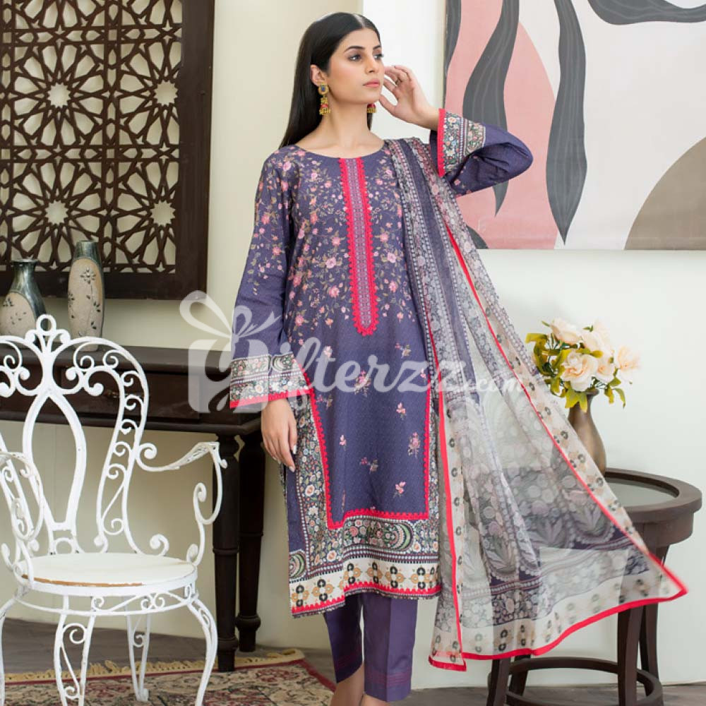 Grey Lawn Printed Suit By Regalia - Gifterzz