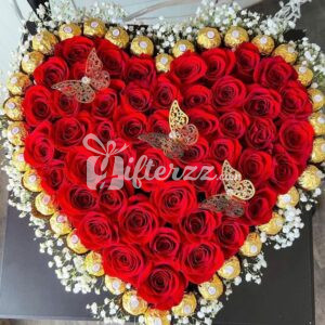 Heart Fill with Roses and Chocolates